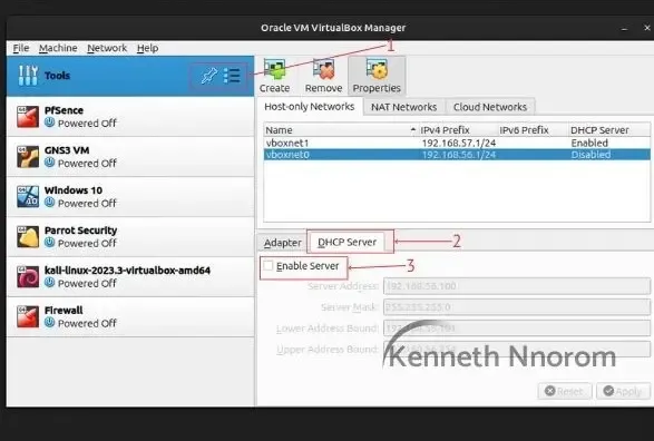 Disabling VirtualBox Host-Only DHCP server in network tools