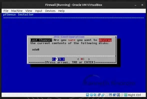 pfSense disk destroy confirmation