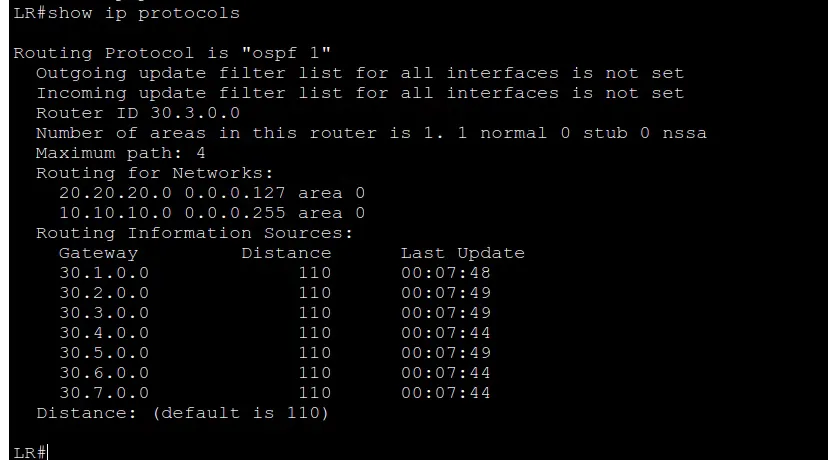 Terminal output of show ip protocols command on Lagos Router