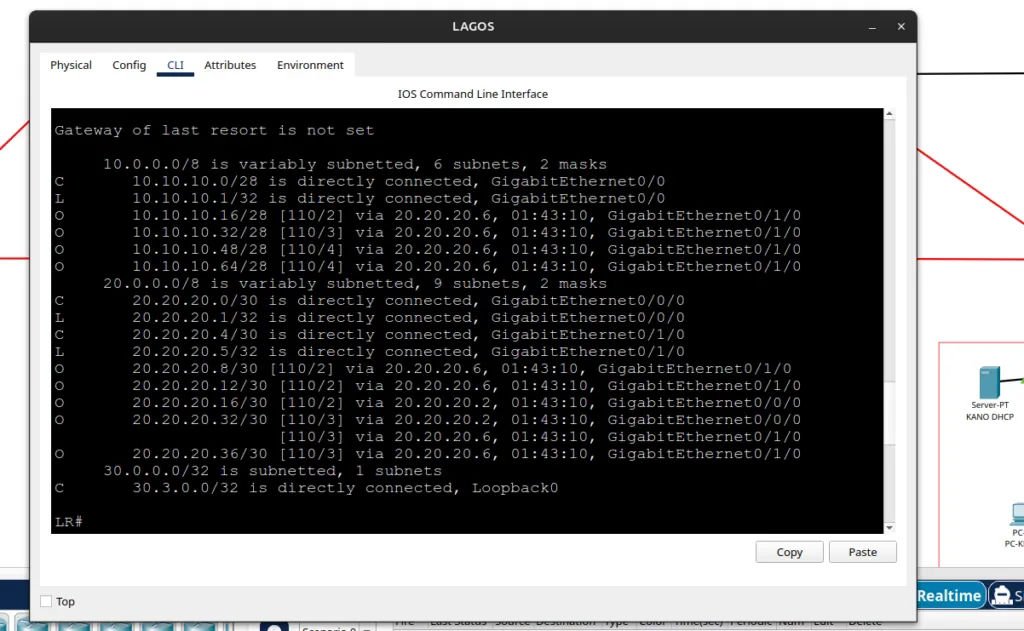 Lagos routing table after Bornu router shutdown